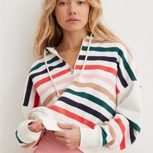Aerie Multicolor Striped Zip Pullover